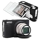 HUADU Screen Protector (2+1Pack) Compatible for Kinokoo SX730/ SX740,Tempered Glass Film Anti-Scratch High Definition and Soft Silicone Case for Canon