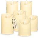 Candlelight by Fever Official Flickering Flameless Candles - 6pk Battery Operated Candles, Realistic Moving Wick Plastic Pillar LED Candles, Unscented