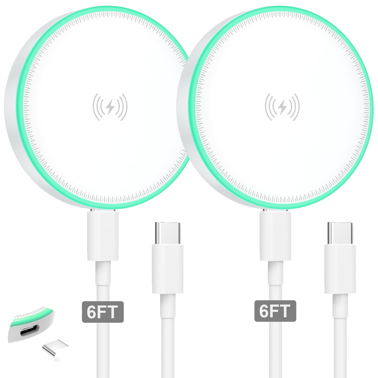 MagSafe Charger 2Pack 15W Magnetic Wireless Charger Fast Charging Pad with 6FT USB C to USB C Cable Compatible with iPhone 17/16/15/14/13/12 Series