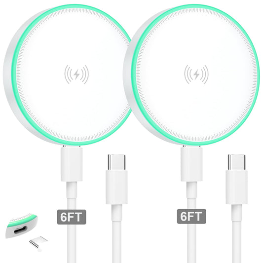 MagSafe Charger 2Pack 15W Magnetic Wireless Charger Fast Charging Pad with 6FT USB C to USB C Cable Compatible with iPhone 17/16/15/14/13/12 Series