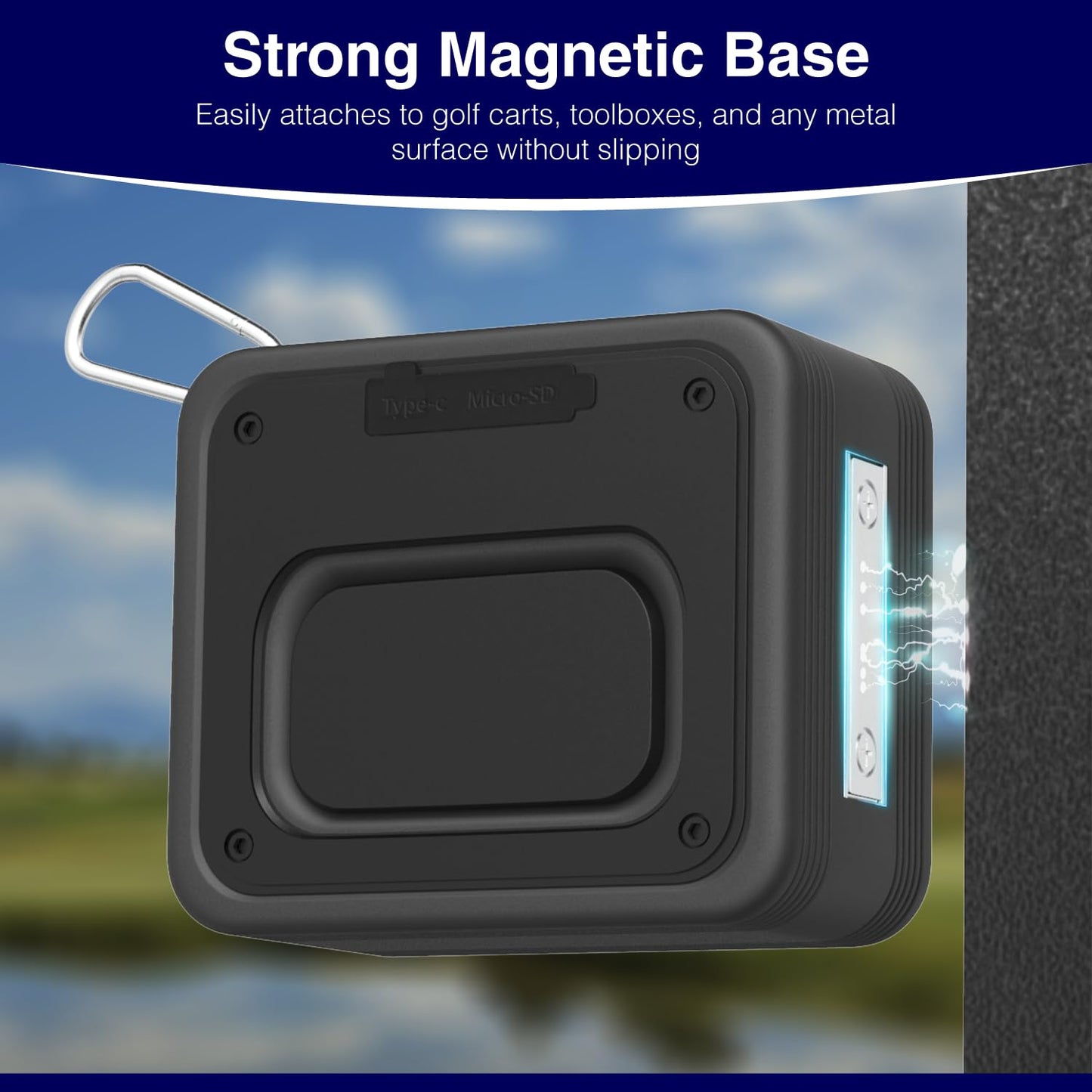 ULTICOR Golf Cart Speaker with Magnetic Mount & Carry Case - 10W Stereo Bluetooth Speakers, IPX7 Waterproof, 15H Playtime - Magnetic Golf Gifts
