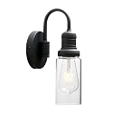 PERMO Industrial Vintage Sconce Black Sconce with 3.1" Cylindrical Clear Glass Shade Wall Mount Light Fixture for Living Room Bathroom Entertry