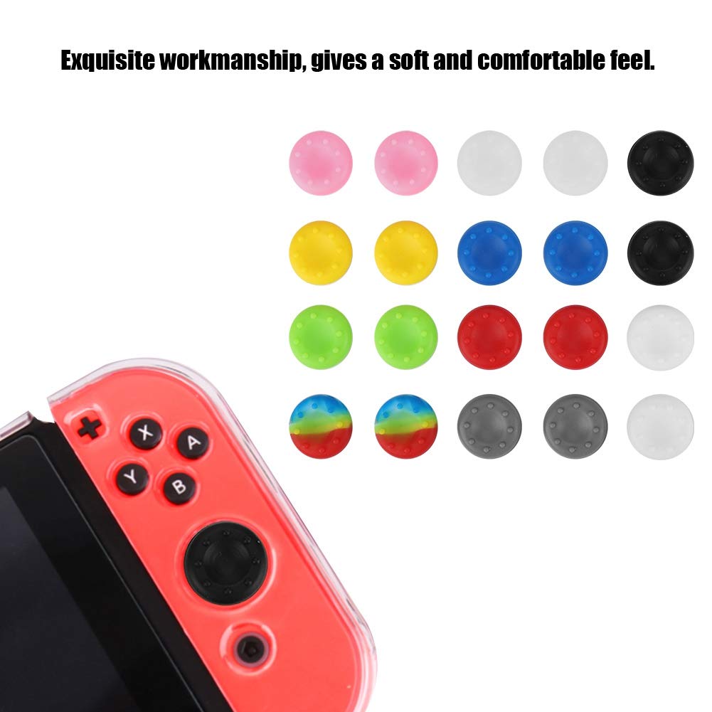 20Pcs Silicone Thumb Stick Grips Cover, Antiskid Colorful Thumb Grips Cases for /// One/360 Gaeme Controller