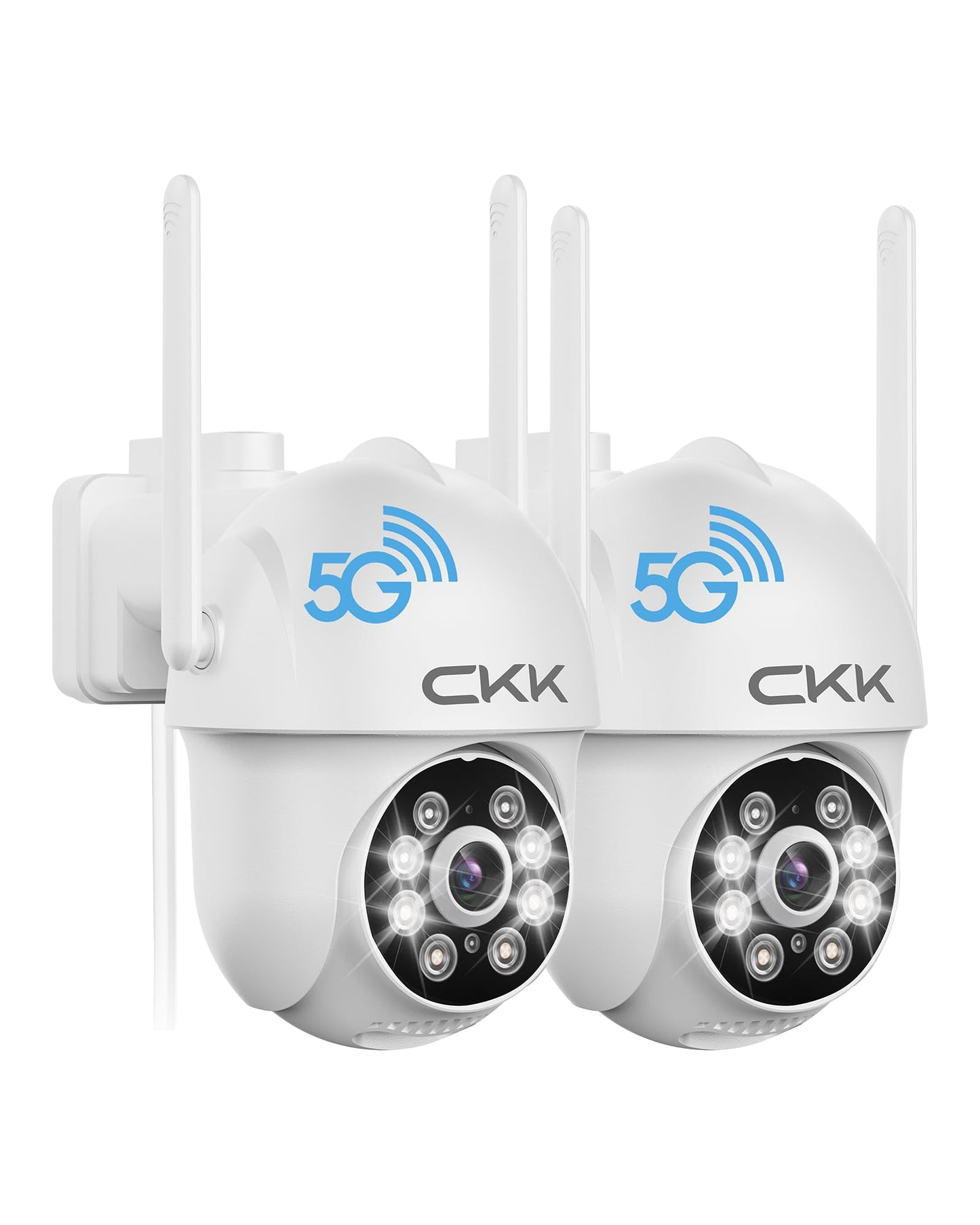CKK 2K Security Cameras Outdoor 2Pack, 2.4G/5G Wireless Home Security Cameras, 360 PTZ, PIR Motion Detection, Color Night Vision, 2-Way Talk