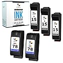 CMYi 15 78 Combo Pack of 5 Replacement Ink Cartridge for HP DeskJet 3820, 3820v, 3822, 845, 920, 920C, 920Cvr, 920Cxi, 940, 940C, 940Cvr, 948, 948c
