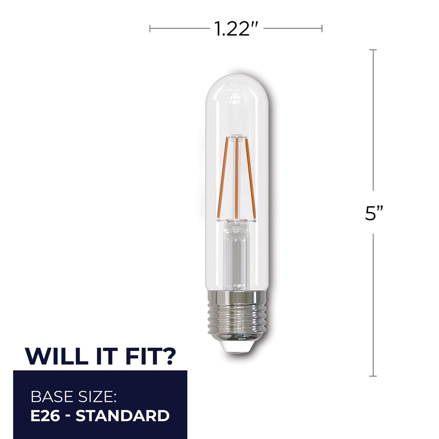 Bulbrite 776947 LED Filament T9 Light Bulb, 3W 2700k Warm White, Dimmable, E26 Base, Energy-Efficient 25W Equivalent