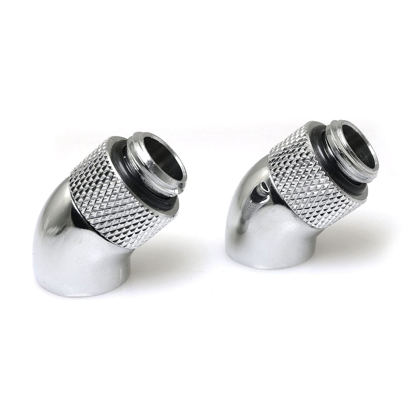 RLECS 45 Degree Angled Elbow 2PCS G1/4" 45 Degree Silver Male to Female Water Cooling Rotary Adapter Connector Rotary Extender Fitting for Computer