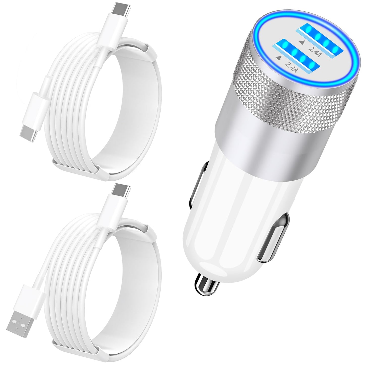 [Apple MFi Certified] iPhone 16 Car Charger Fast Charging, Braveridge 4.8A USB-C Car Charger Cigarette Lighter Adapter with 2Pack Type-C Cable