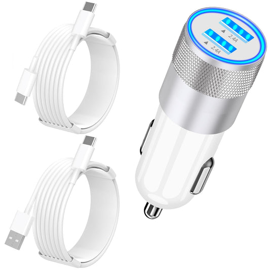 [Apple MFi Certified] iPhone 16 Car Charger Fast Charging, Braveridge 4.8A USB-C Car Charger Cigarette Lighter Adapter with 2Pack Type-C Cable