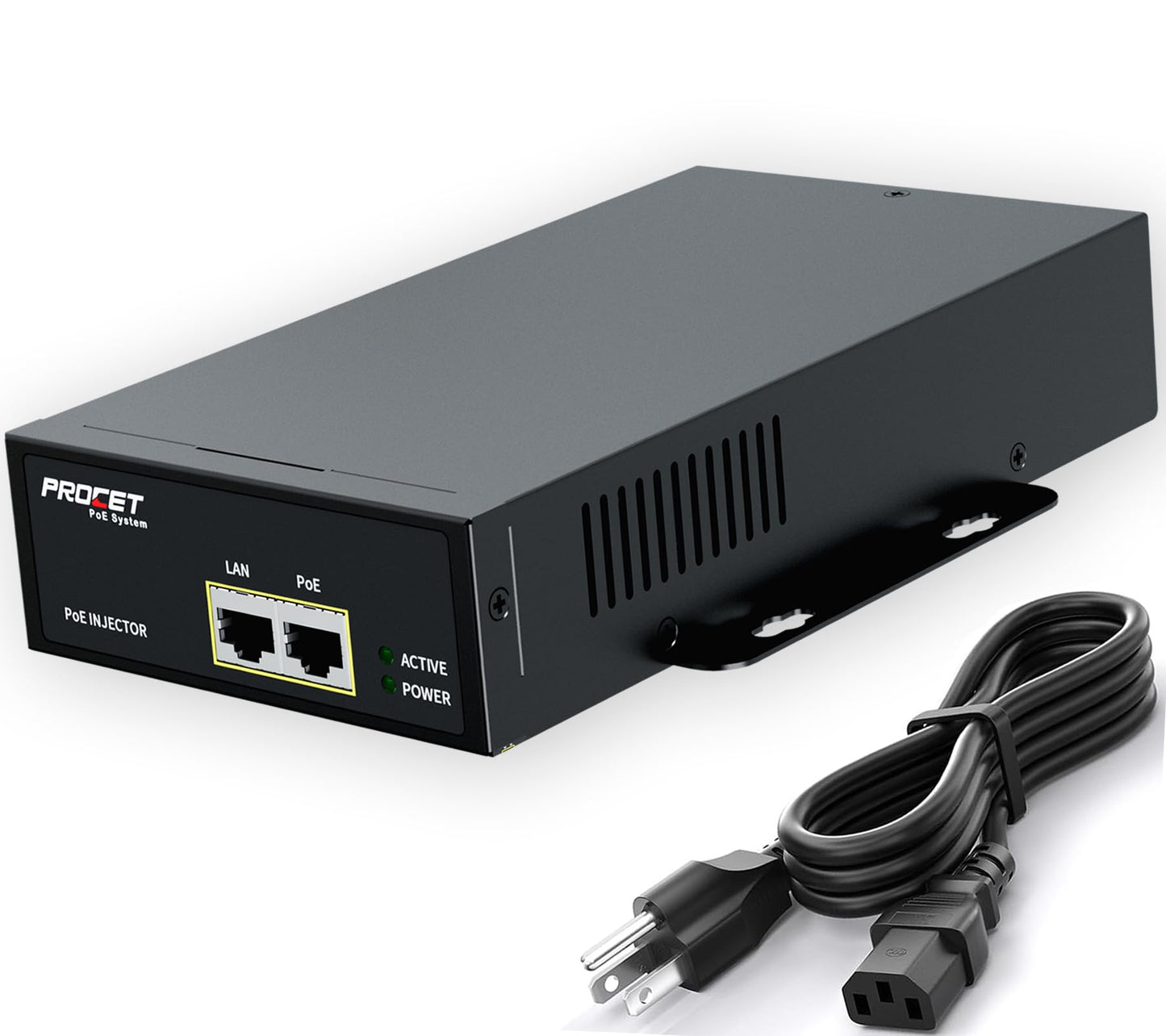 PROCET PoE Iniector 75W Active PoE++ Industrial Grade Gigabit PoE Power Injector, 6KV Surge Protection, -40°F to 149°F for PTZ Camera, Wireless AP