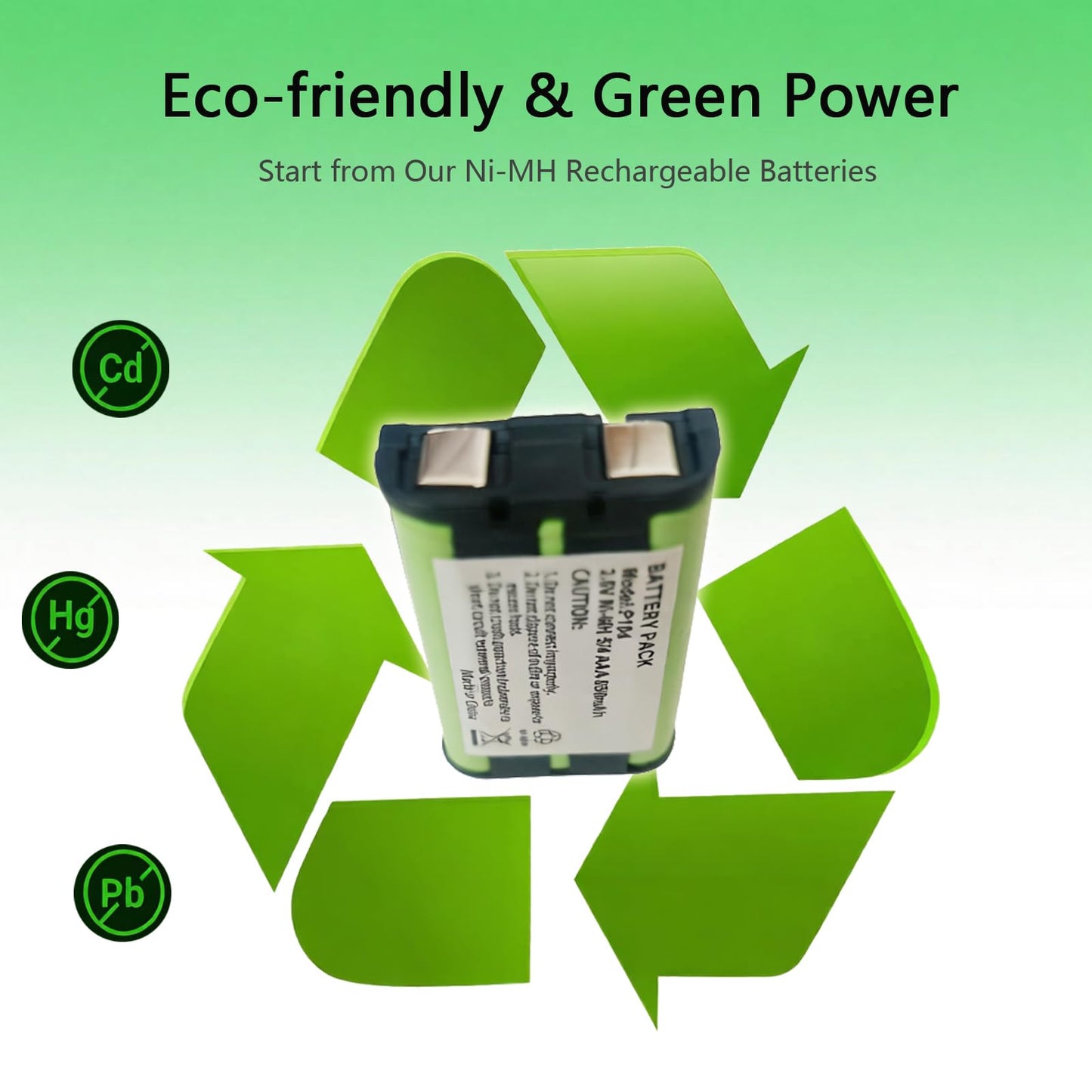 HIECTPRO 2Pack P104 NI-MH Rechargeable Battery 3.6V Ni-MH Batteries 850mah Cordless Phone Batteries for Panasonic Cordless Phones