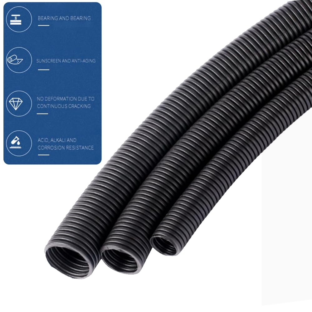 10 FT 1inch Split Wire Loom Tubing Wire Conduit,Flexible Wire Covers Cord Protectors,Cord Protectors from Pets,Black (1"-10ft)