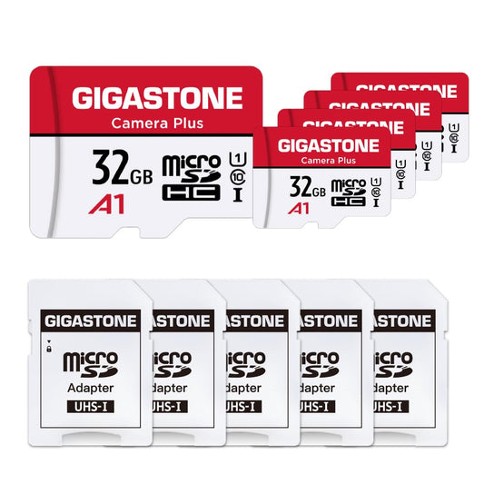GIGASTONE 32GB Micro SD Card 5-Pack, MicroSDHC Memory Cards for Security Cameras, Wyze Cam, Roku, Full HD Video Recording, UHS-I U1 A1 Class 10, up