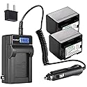 Kastar 2-Pack BP-727 Battery and LCD AC Charger Compatible with Canon VIXIA HF R80 HFR80, LEGRIA HF M66 HFM66, LEGRIA HF M68 HFM68, LEGRIA HF M76