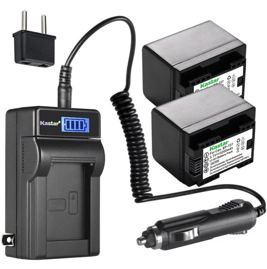 Kastar 2-Pack BP-727 Battery and LCD AC Charger Compatible with Canon VIXIA HF R80 HFR80, LEGRIA HF M66 HFM66, LEGRIA HF M68 HFM68, LEGRIA HF M76
