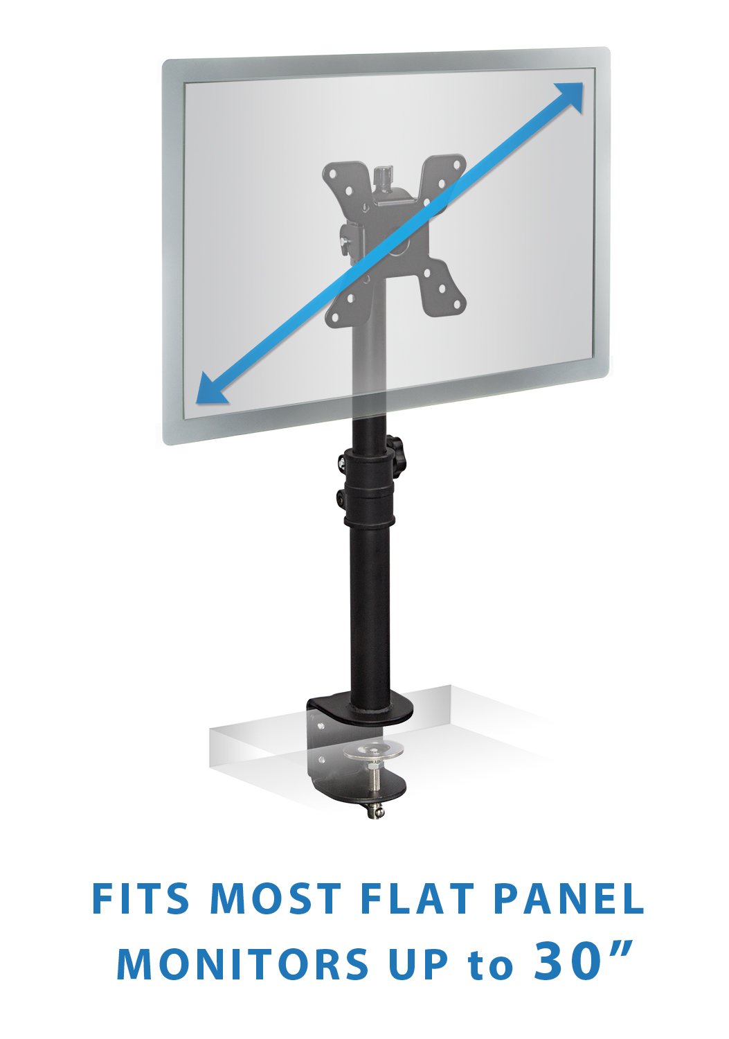 Mount-It! Single Monitor Desk Mount - Vertical Monitor Stand with Height Adjustable Telescoping Pole - Fits 19-34 Inch VESA Monitors - Tilt & Swivel