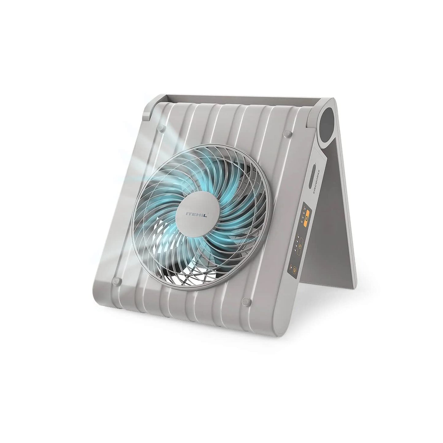 ITEHIL Portable Solar Fan Rechargeable for Camping,10000mAh Rechargeable Battery,Solar charging,4 Speed,4 Timers USB Fan,Personal desk Fan