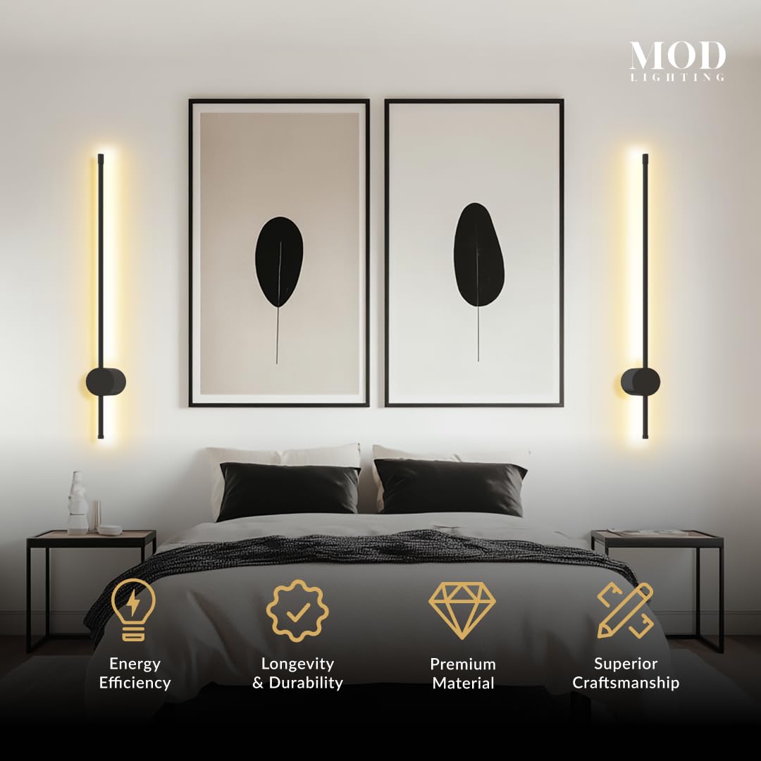 MOD LIGHTING Cadel | Modern Linear Wall Light, LED Wall Sconce Light Bar, Dimmable with Remote 3000K-6000K, 360° Angle Adjust, Indoor Wall Mount