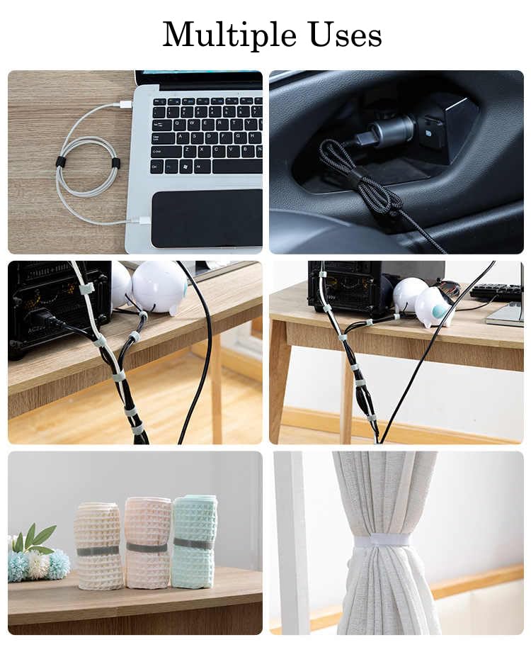 1/2 Inch Hook and Loop Roll Reusable Cable Ties Cable Management Straps Cord Organizer Double-Sided Heavy Duty Strips Black Cord Wrap for Computer