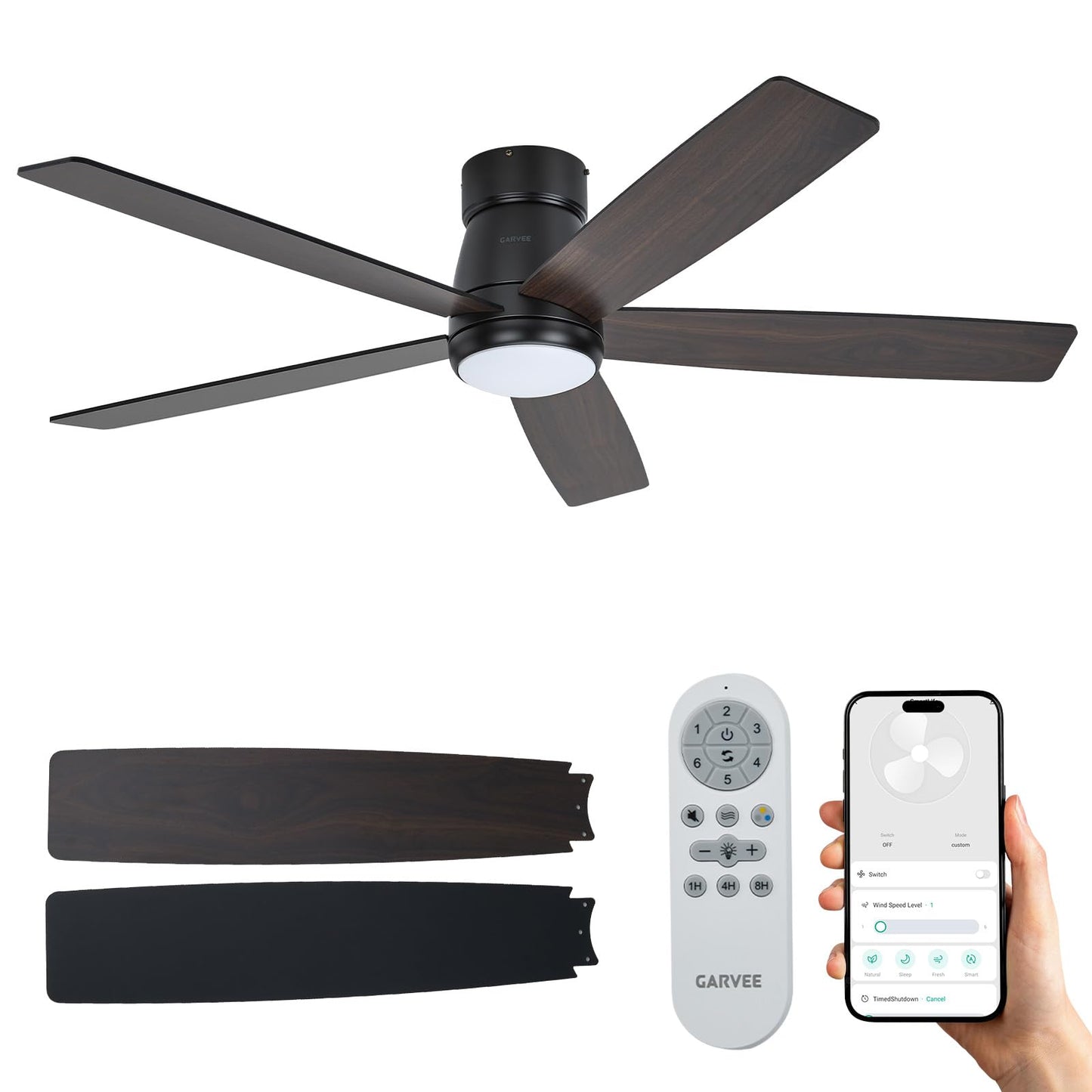 Festisoul 52 in Ceiling Fans with Lights and Remote,5 Blade Smart Ceiling Fan with Lights App Control