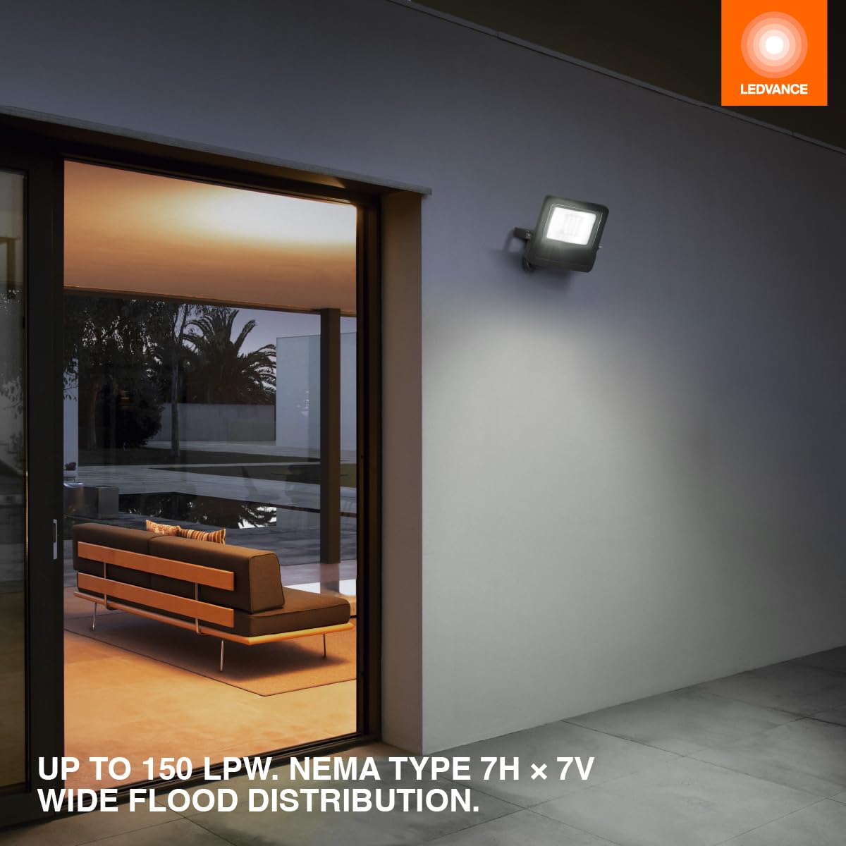 LEDVANCE Dual Selectable Flood LED Light, 35/45/60W, 3 CCT Select 3000/4000/5000K, Dimmable, 5250/6750/9000 LMS, Photocell - 1 Pack (63861)