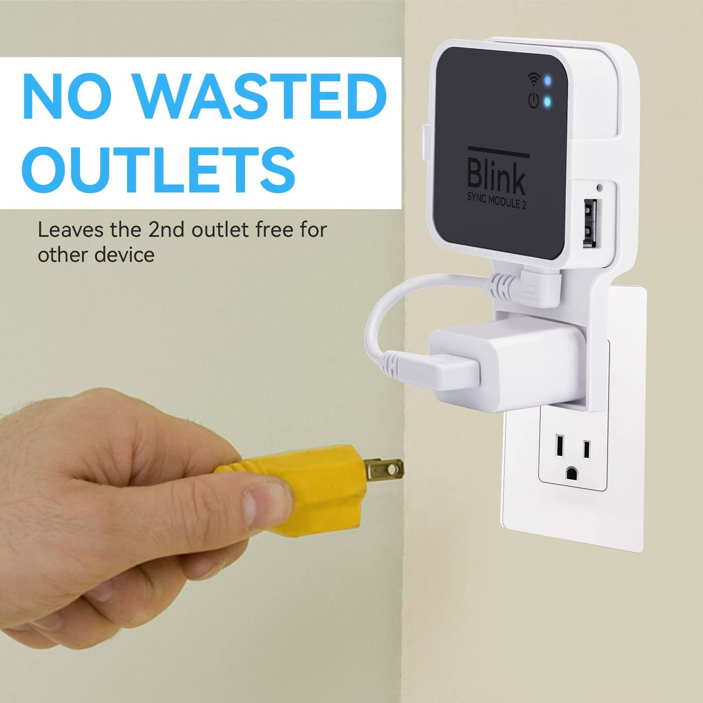 Outlet Wall Mount for Blink Sync Module 2, Mount Bracket Holder for Blink Outdoor Camera Home Security Camera with Easy Mount Short Cable and No Messy