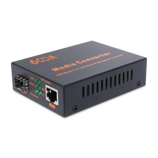 6COMGIGA 10G SFP to RJ45 Fiber Media Converter, 1x 1000M/2.5G/5G/10GBase-T Auto-Negotiation RJ45 Slot to 1x 10GBase-X SFP+ Slot,Support