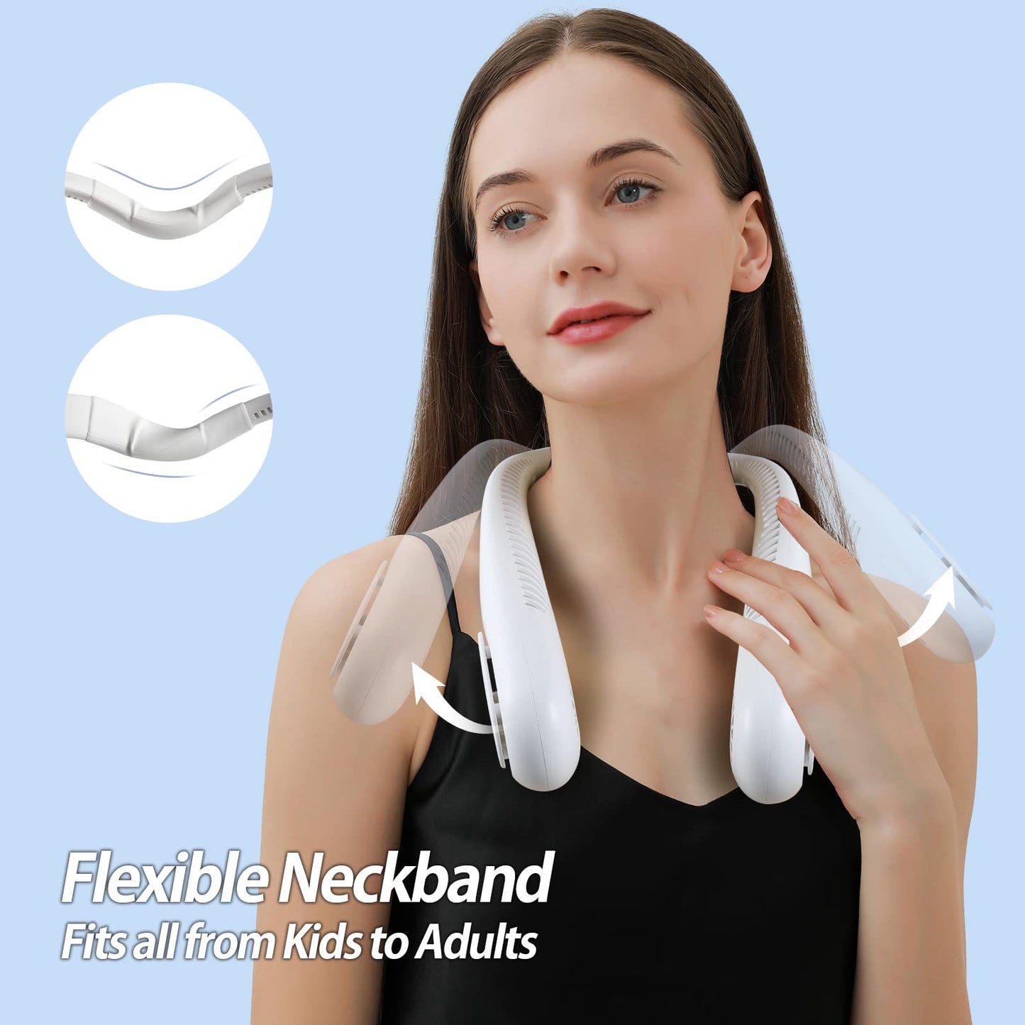 AMACOOL Bladeless Neck Fan, Mothers Day Gifts for Mom, Gifts for Father Dad Husband, Rechargeable Wearable Fan for Men Women Hot Flashes Relief Travel