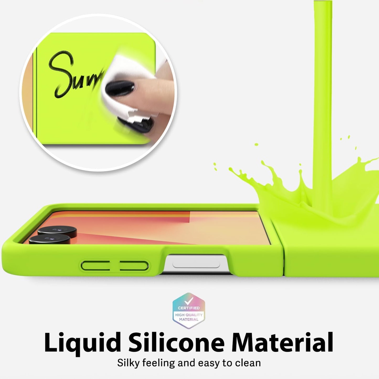 oakxco for Samsung Galaxy Z Flip 7 Phone Case Liquid Silicone, Cute Thin Slim Soft Rubber Gel for Women Men, Smooth Matte Plain Bright Color Simple