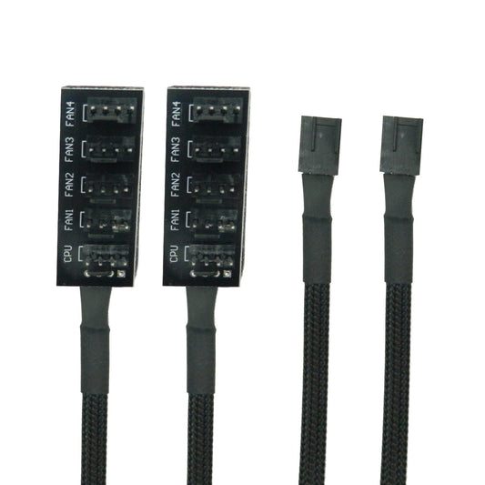 2PCS PWM Fan Hub Splitter 4-Pin/3-Pin pc 5 Way Splitter, FBHDZVV Cooling Fans Power Cable 1 to 5 Way PC Case Internal Motherboard Extension Cable