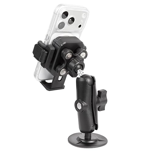 FPN Dashboard Phone Holder for Car, Truck, Boat - Vibration Dampener [Camera Friendly] [1s Lock & Release] [Aluminum Medium Arm], Flex Adhesive 1"