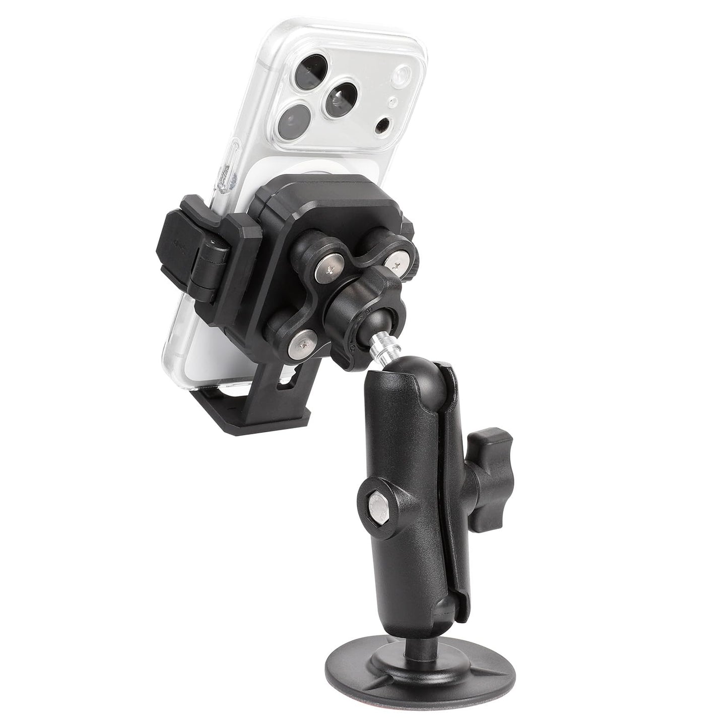 FPN Dashboard Phone Holder for Car, Truck, Boat - Vibration Dampener [Camera Friendly] [1s Lock & Release] [Aluminum Medium Arm], Flex Adhesive 1"