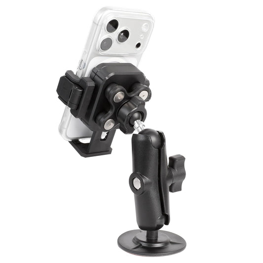 FPN Dashboard Phone Holder for Car, Truck, Boat - Vibration Dampener [Camera Friendly] [1s Lock & Release] [Aluminum Medium Arm], Flex Adhesive 1"