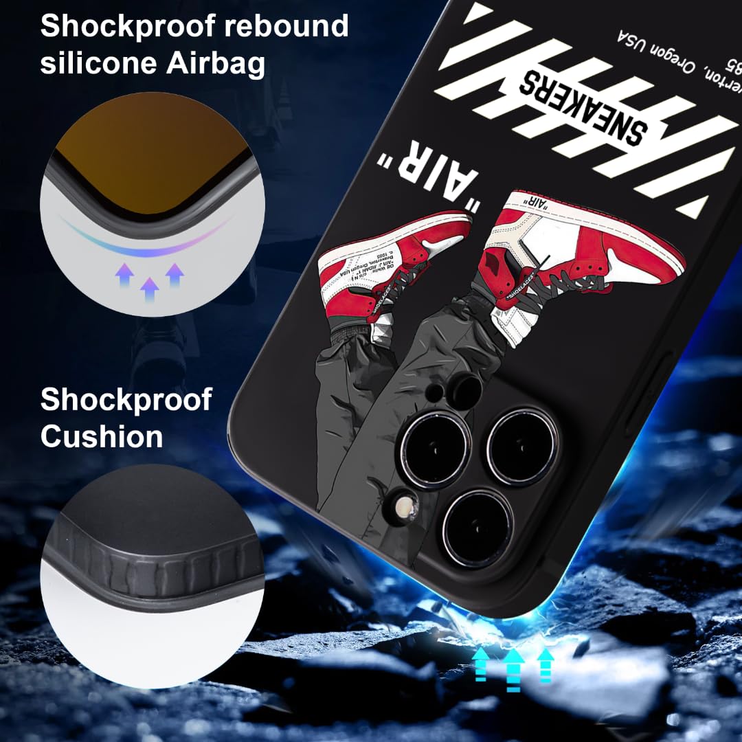 CHBSHENG Cool Phone Case for iPhone 15 Pro Case for Boys Men Street Design Aesthetic Shockproof Basketball Sneaker Sports Designer Cases Compatible