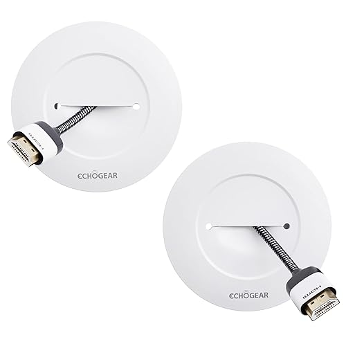 ECHOGEAR TV Cord Hider for Wall Mounted TV - White Cable Management Kit Hides TV Wires Behind The Wall- Includes 2 Pass Throughs, Locking Brackets