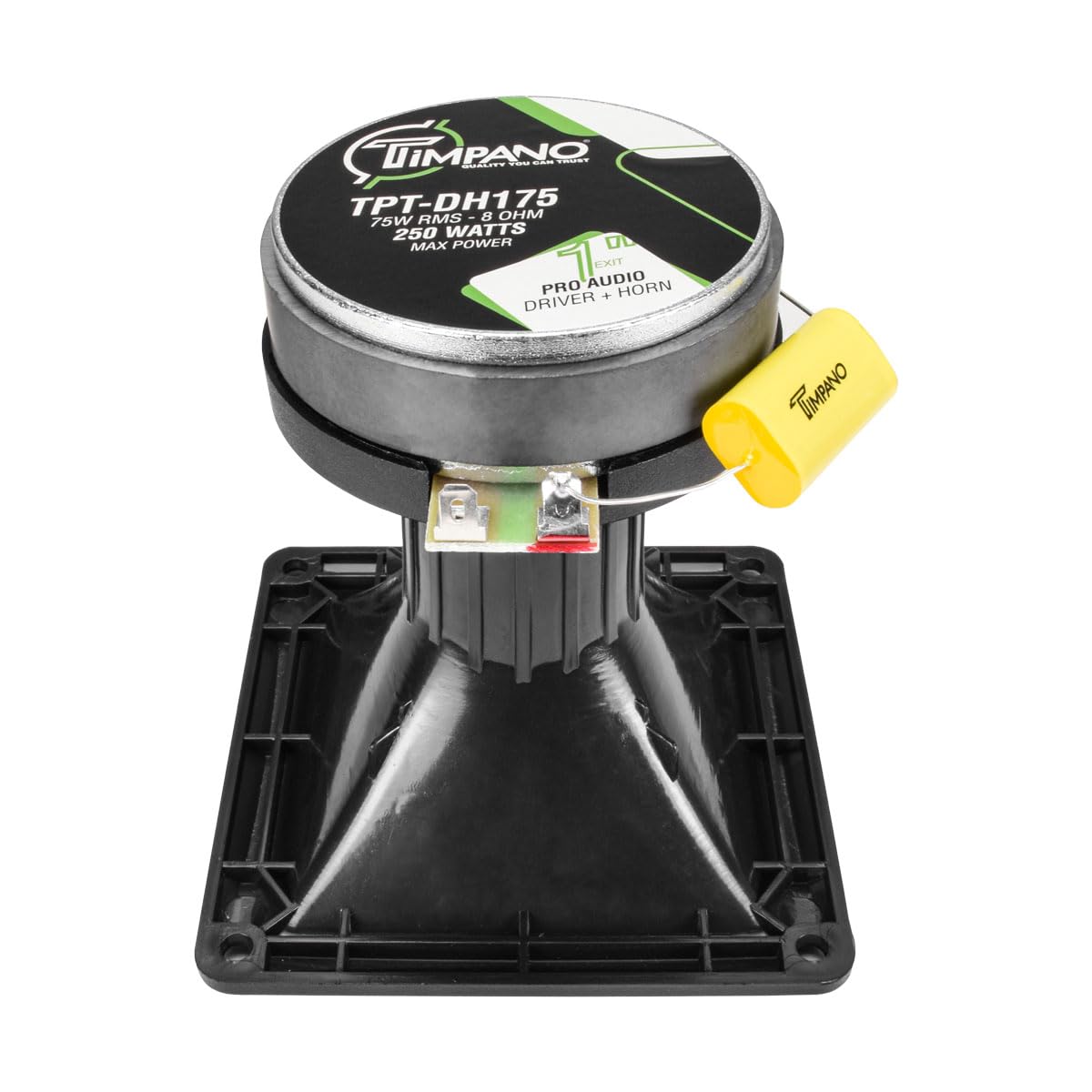 Timpano Horn Driver TPT-DH175 250 Watts 8 Ohm 1" Exit High Frequency Compression Driver with Black Horn (Single)