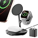 3 in 1 Wireless Charging Station for Multiple Devices Apple 17 Magsafe Charger Stand, Mag-Safe Wireless Charger Dock for iPhone Apple Watch Airpods