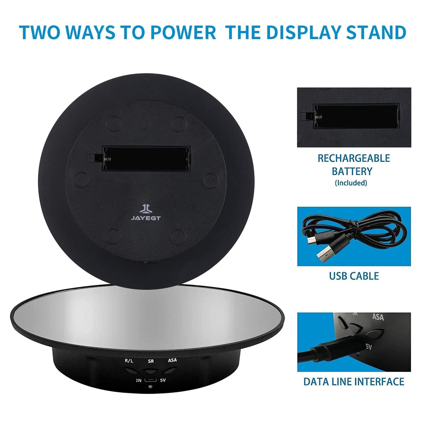 JAYEGT Motorized Rotating Display Stand, 7.87inch /17.6lbs Load, 360 Degree Electric Rotating Turntable for Photography Products, Jewelry, Cake,3D