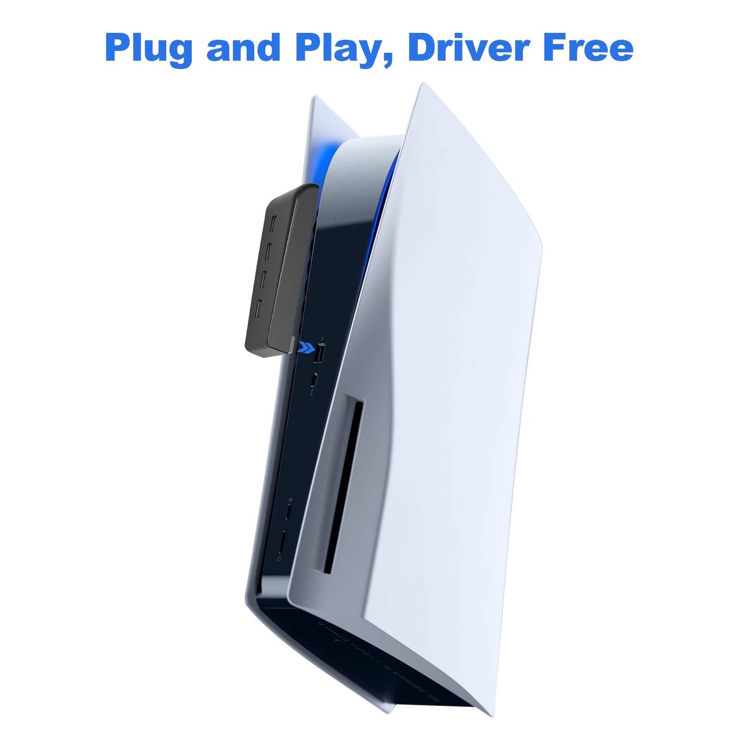 NexiGo PS5 4 Ports USB Hub, [Minimalist Design], High-Speed Data Transfer, Fast Charging Ports for DualSense Controller, Splitter Expander