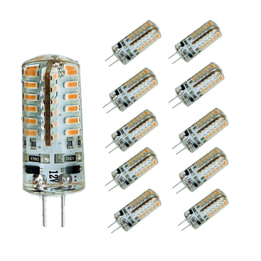 MODOAO 10 Pack G4 2W 3W 24/48 LED Corn Bulb 3014 SMD Corn Light Lamp Cool White Warm White AC 12V DC (3W,Warm White)