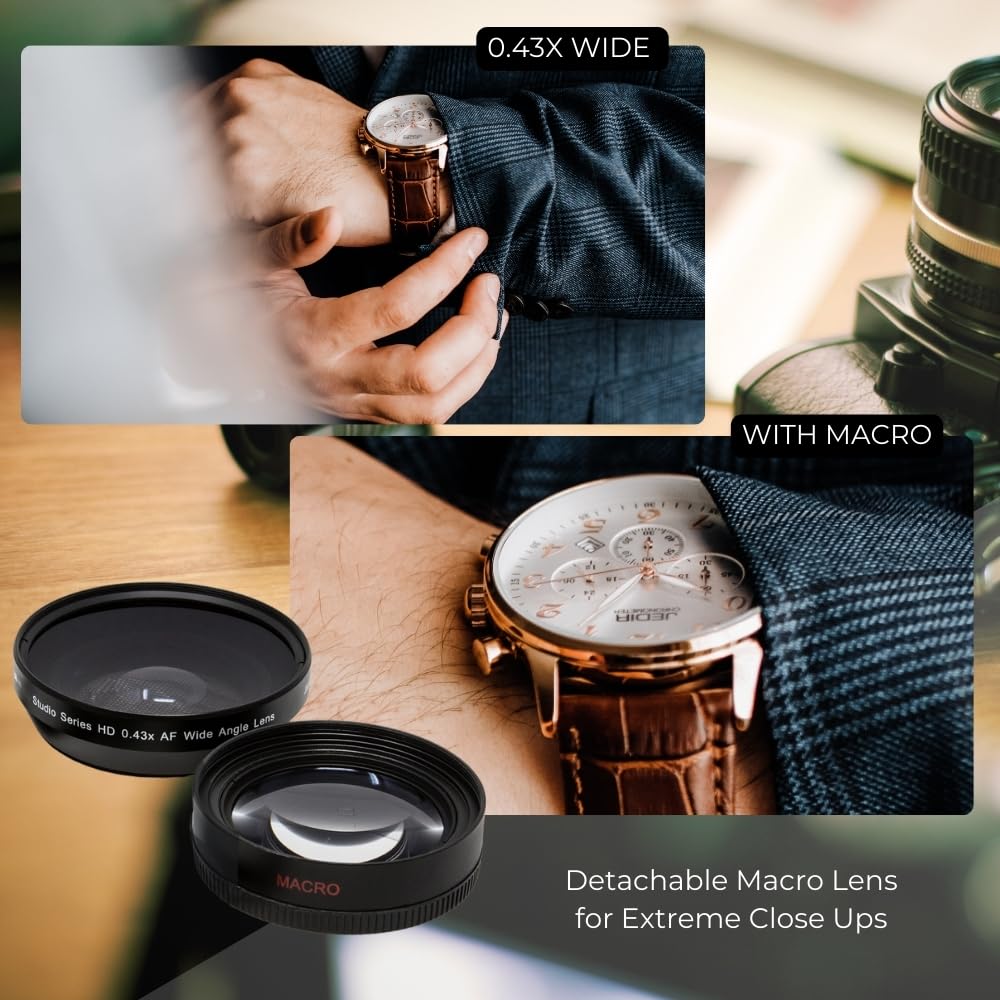 37mm HD Multi-Coated Wide Angle & Telephoto Lenses with Pouches & Caps for Canon, Nikon, Panasonic, Sony, Samsung, Fujifilm, Pentax, Olympus Cameras