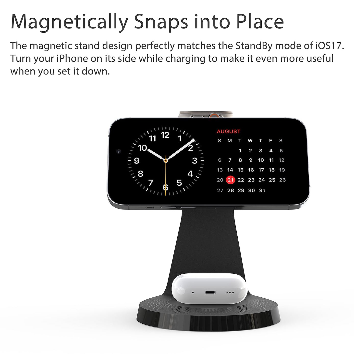 3 in 1 Charging Station for Apple Devices,Mag-Safe Charger Stand Fast Charging,Wireless Charger for iPhone 16/15/14/13/12 Series,& AirPods