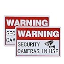 dojune-2 Pack Warning Security Cameras in Use Signs,No Trespassing Video Surveillance Sign,Indoor or Outdoor Use for Home Business CCTV Security