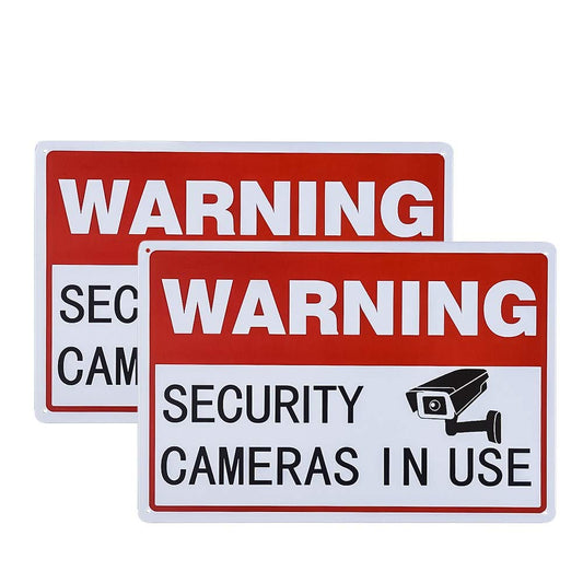 dojune-2 Pack Warning Security Cameras in Use Signs,No Trespassing Video Surveillance Sign,Indoor or Outdoor Use for Home Business CCTV Security