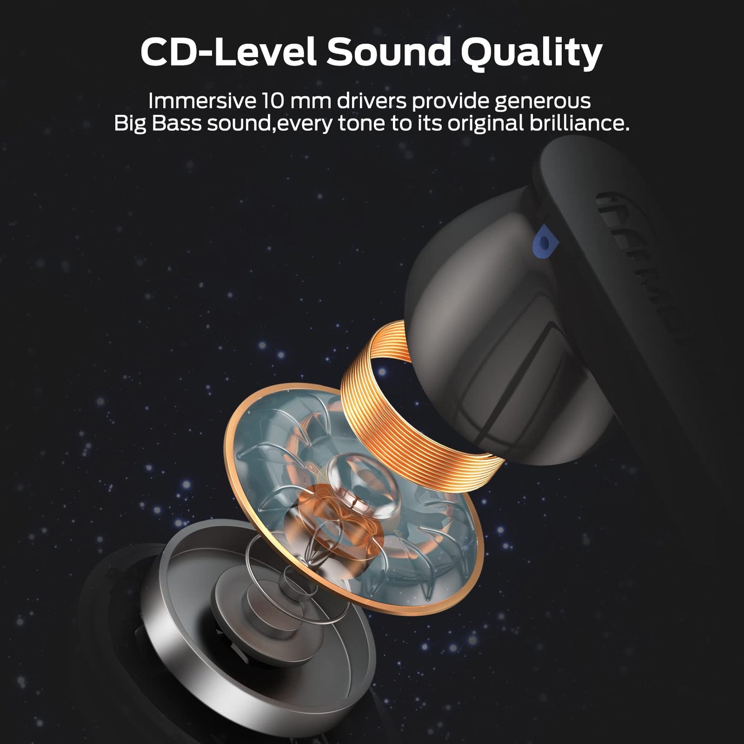 Monster N-Lite Clear Talk Wireless Earbuds Bluetooth 5.3 Headphones with IPX8 Waterproof, CVC 8.0 Noise Reduction, Fast Charging for Sport