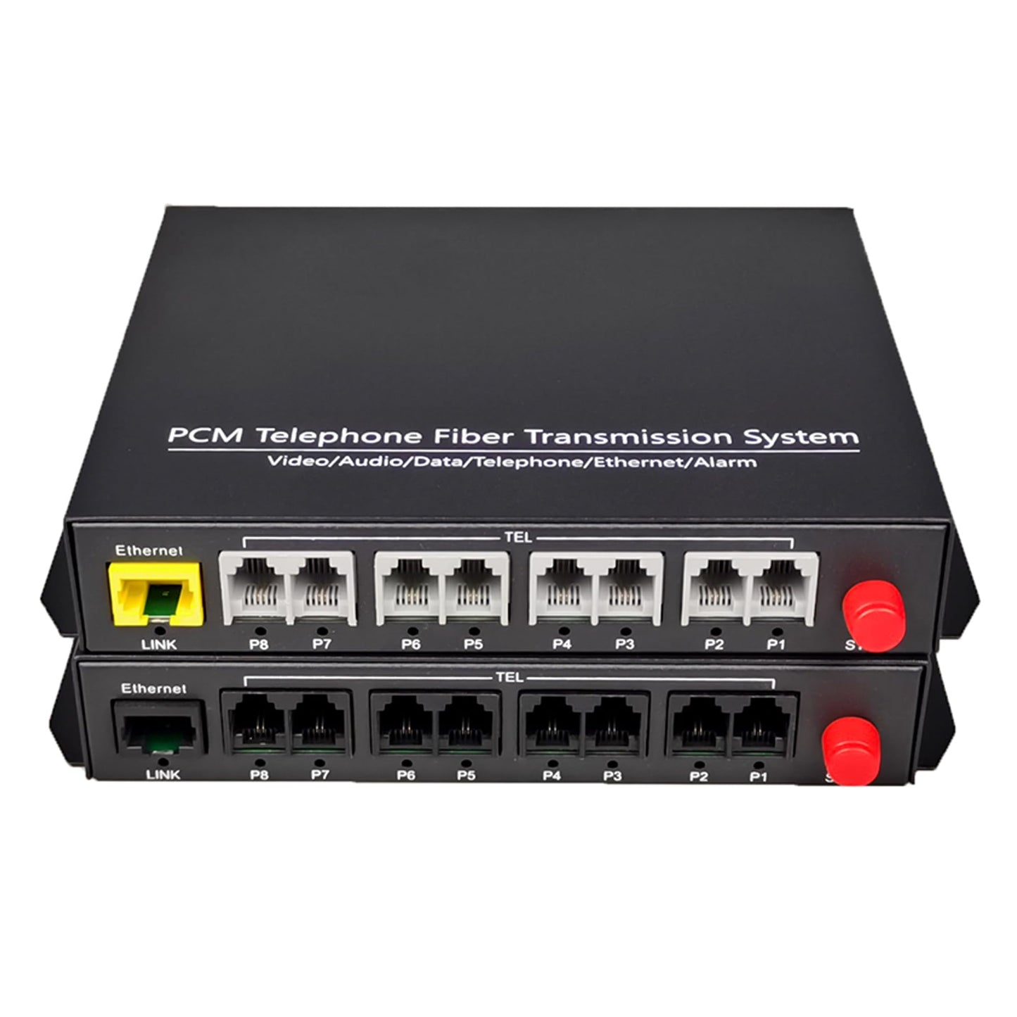 Hebbeko 8 Channels POTS Telephones and 10/100Mbps Ethernet Over Fiber Optic Media Converter Extender FC-FC Singlemode up 20Km Support Called id Ring
