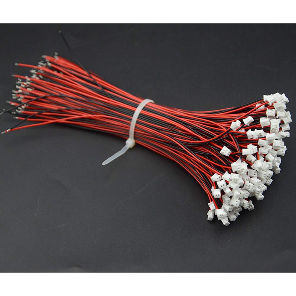 XINGYHENG 100Pcs (50 Pairs) 1.25mm 2PIN Female and Male Connecting Plug with Red Black Terminal Connector Wire Cable Compatible with JST Connector