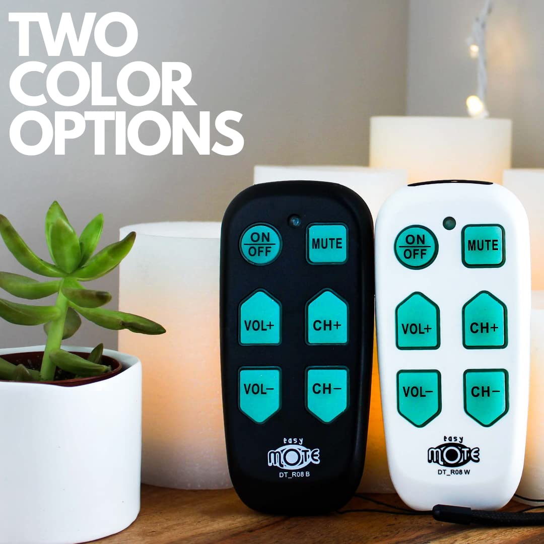 Universal Big Button TV Remote - EasyMote | DT-R08W. Backlit, Easy Use, Smart, Learning Television & Cable Box Controller, Perfect for Assisted Living