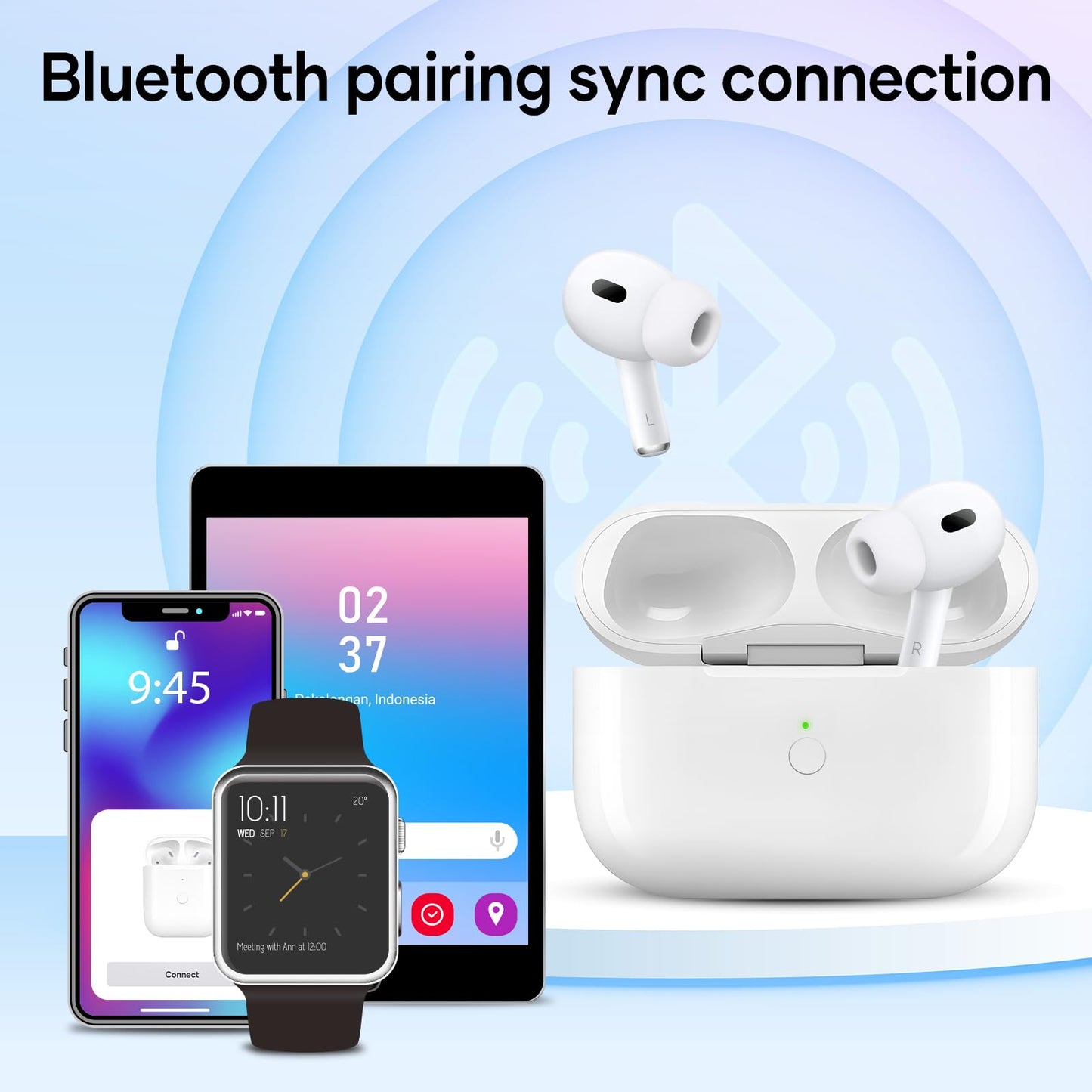 Compatible for AirPods Pro 2 Charging Case Replacement AirPod Pro 1st 2nd Generation Charger Case with Wireless Charging Bluetooth Pairing Sync Button