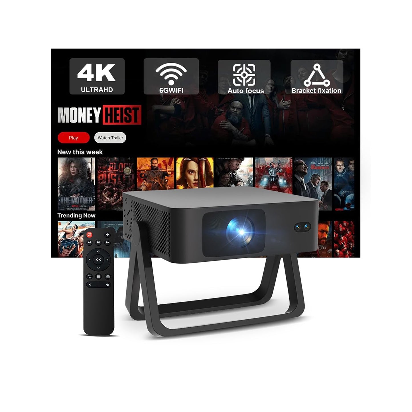 ZEEDWEALD Portable Projector Native 1080P 4K Support, 5G WiFi Bluetooth Movie Projector, Auto Focus 360° Adjustable Stand, Dustproof Home Theater Mini